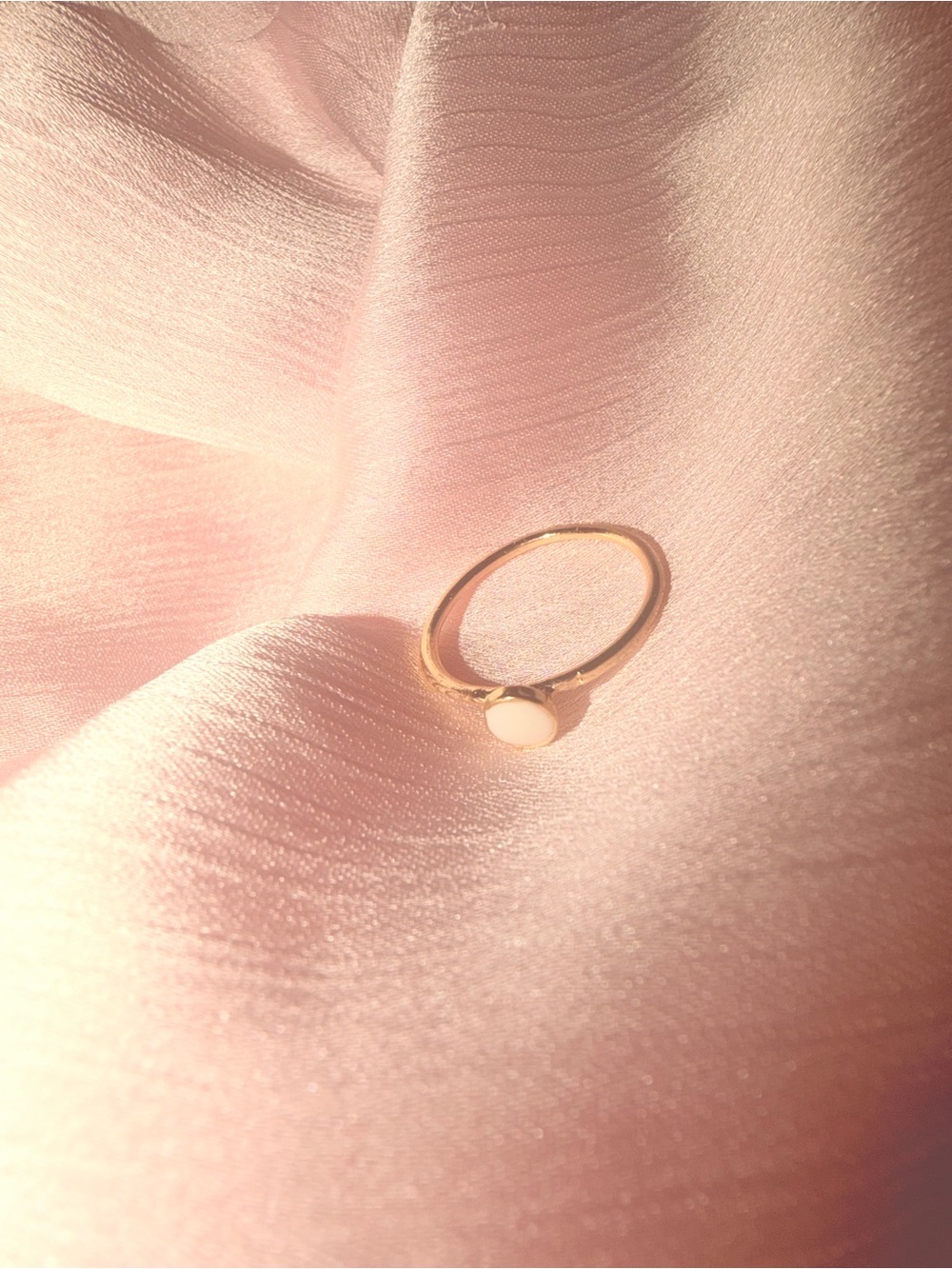 Delicate Gold Ring with Pale Pink Stone